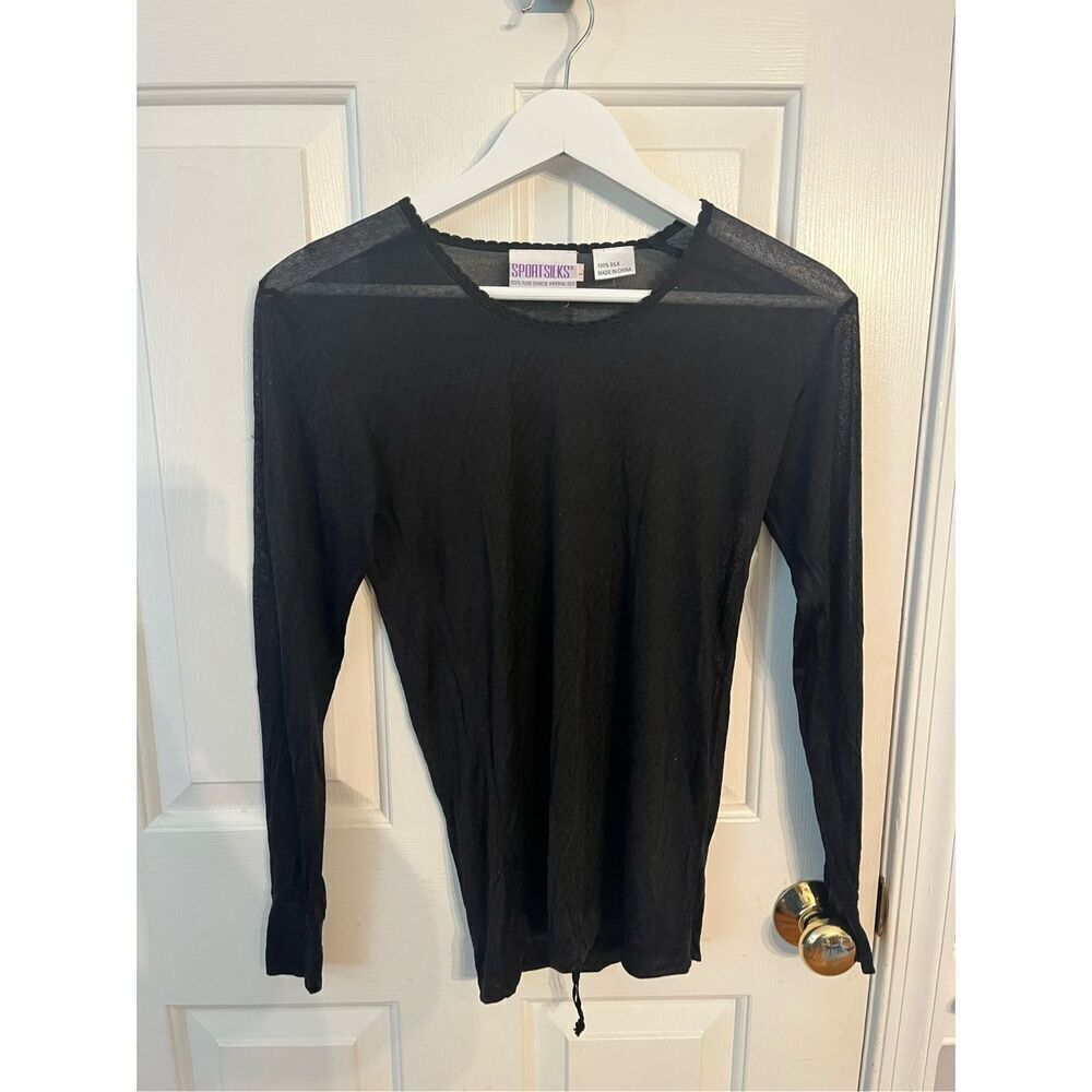 Sport Silks Black Base Layer Long Sleeve Hem Tie Too sz L EUC